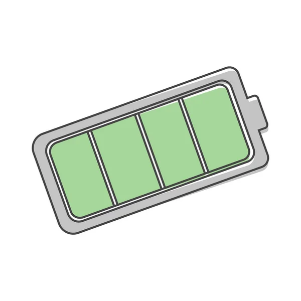 Full Battery Vector Icon Charged Battery Green Cartoon Style White — Stock Vector
