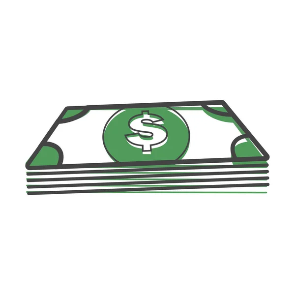 Cash Money Icon Flat Image Money Cartoon Style White Isolated — Stock Vector