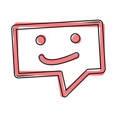 Mesaj vektör simgesi. Beyaz izole arkaplanda Sms simgesi çizgi film biçimi. Kolayca düzenlemek için katmanlar gruplandırıldı. Tasarımın için..