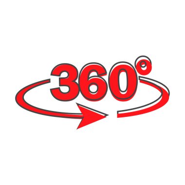 Beyaz izole arkaplanda vektör resmi dönüş işareti 360 derece çizgi film stili. Kolayca düzenlemek için katmanlar gruplandırıldı. Tasarımın için..