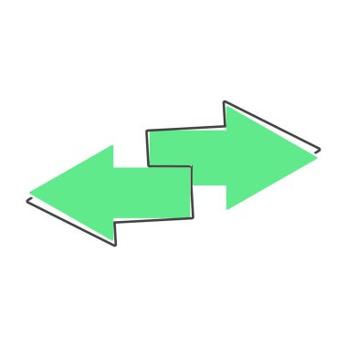 İki ok vektör görüntüsü. Sağ ok ve sol ok. Simge, beyaz izole arkaplanda çizgi film tarzını gösterir. Kolayca düzenlemek için katmanlar gruplandırıldı. Tasarımın için..