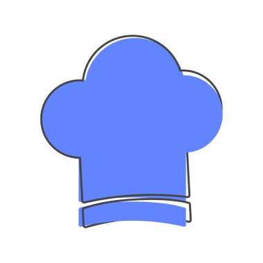 Şef şapka vektörü. Şef, beyaz izole edilmiş arka planda çizgi film pişirme stili. Kolayca düzenlemek için katmanlar gruplandırıldı. Tasarımın için..