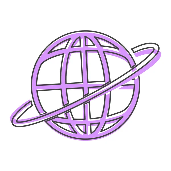 Vektor Ikonen Världsnyheterna Globe Ikon Tecknad Stil Vit Isolerad Bakgrund — Stock vektor