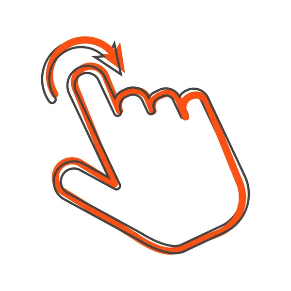 Рука Нажимает Кнопку Cursor Icon Мультфильм Стиль Белом Изолированном Фоне — стоковый вектор
