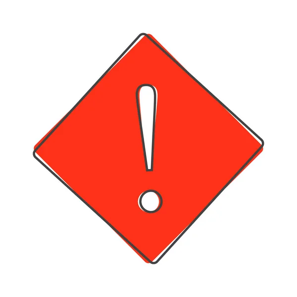 Vector Icon Exclamation Mark Diamond Punctuation Mark Symbol Cartoon Style — Stock Vector