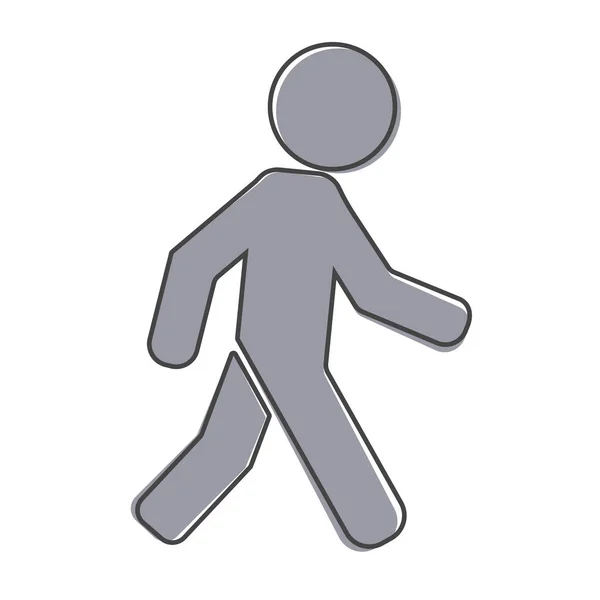 Icono Vectorial Peatonal Caminando Caminante Estilo Dibujos Animados Hombre Sobre — Vector de stock