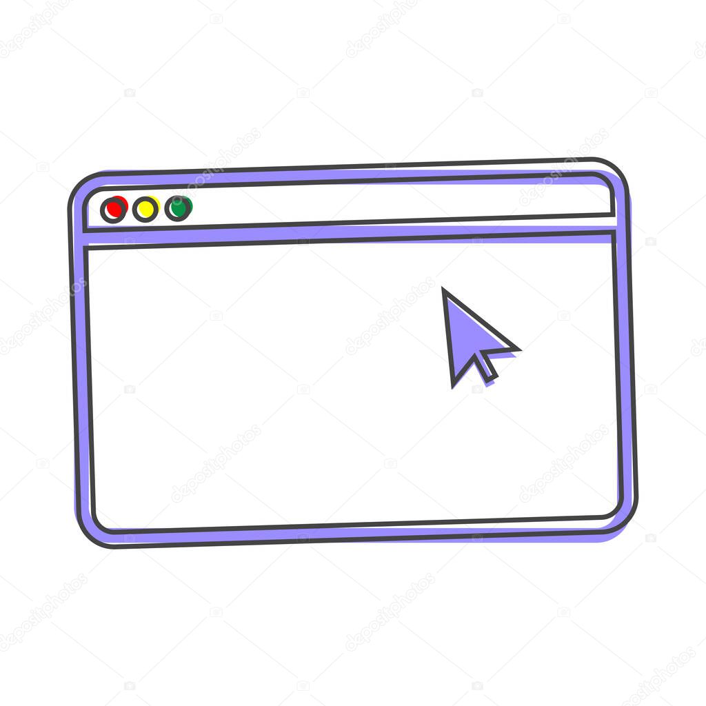 Vector icon of the browser cartoon style on white isolated background. Layers grouped for easy editing illustration. For your design.