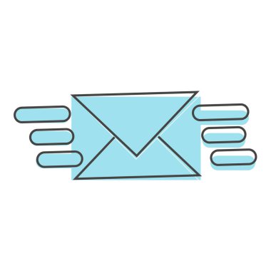 Vektör zarf simgesi. Beyaz izole edilmiş arkaplanda e-posta ileti illüstrasyon çizgi film biçimi. Kolayca düzenlemek için katmanlar gruplandırıldı. Tasarımın için..