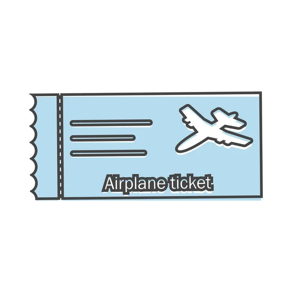 Εικονίδιο Διάνυσμα Αεροπλάνο Εισιτήριο Στυλ Κινουμένων Σχεδίων Λευκό Απομονωμένο Φόντο — Διανυσματικό Αρχείο