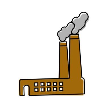 Beyaz izole arkaplanda Vektör Resim Fabrikası karikatür stili. Kolayca düzenlemek için katmanlar gruplandırıldı. Tasarımın için..