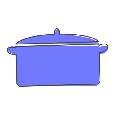 Beyaz izole arkaplanda ikon karikatür pişirmek için çanağın vektör görüntüsü. Kolayca düzenlemek için katmanlar gruplandırıldı. Tasarımın için..