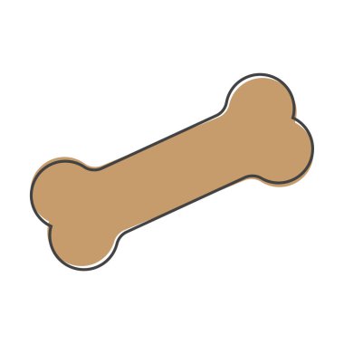 Beyaz izole arkaplanda çizgi film tarzında köpek kemiğinin vektör simgesi. Kolayca düzenlemek için katmanlar gruplandırıldı. Tasarımın için..