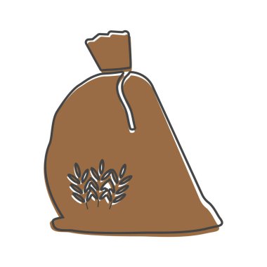 Bir torba un vektör ikonu. Mısır gevreği, yulaf, beyaz izole arkaplanda çavdar karikatürü tarzı. Kolayca düzenlemek için katmanlar gruplandırıldı. Tasarımın için..