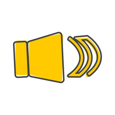 Vektör simgesi sesi. Beyaz izole arkaplanda düz görüntü ses bildirim çizgi film biçimi. Kolayca düzenlemek için katmanlar gruplandırıldı. Tasarımın için..