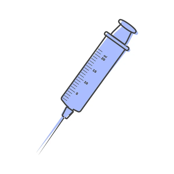 注射用医療注射器のベクトル画像と白い隔離された背景に針漫画のスタイル デザインのために — ストックベクタ