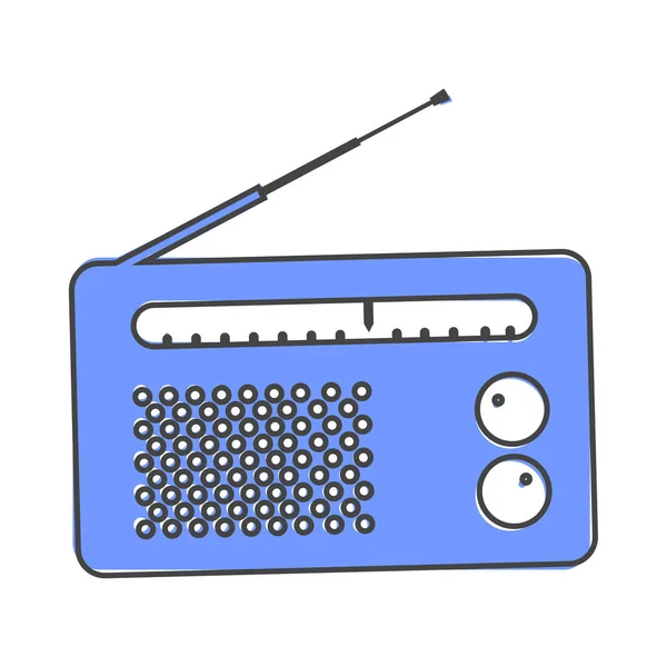 Radio Icône Dessin Animé Style Sur Fond Blanc Isolé Calques — Image vectorielle