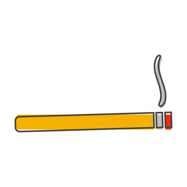 Векторное Изображение Сигареты Дымовой Иконой Стиле Мультфильма Белом Изолированном Фоне — стоковый вектор