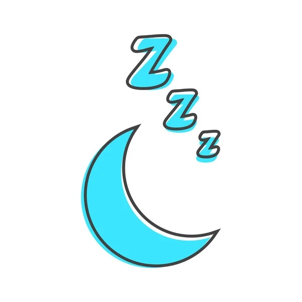 Vector Image Night Moon Sleep Cartoon Style White Isolated Background — Stock Vector