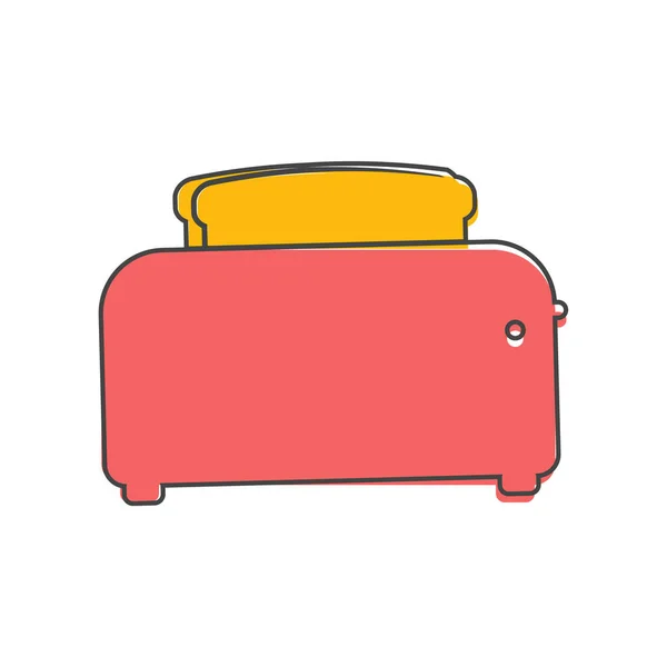 Vektorbild Eines Toasters Und Brotes Küchengeräte Symbol Cartoon Stil Auf — Stockvektor
