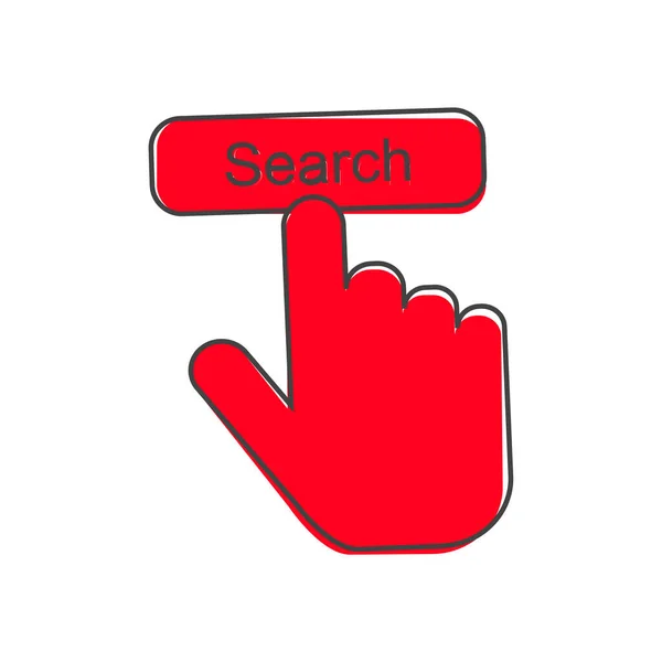 Search Button Vector Icon Hand Presses Search Button Internet Cartoon — Stock Vector