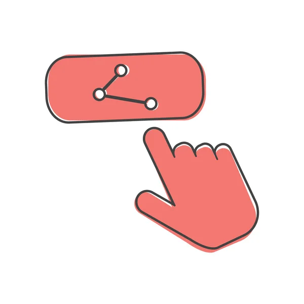 Share Button Vector Icon Hand Presses Share Button Internet Cartoon — Stock Vector