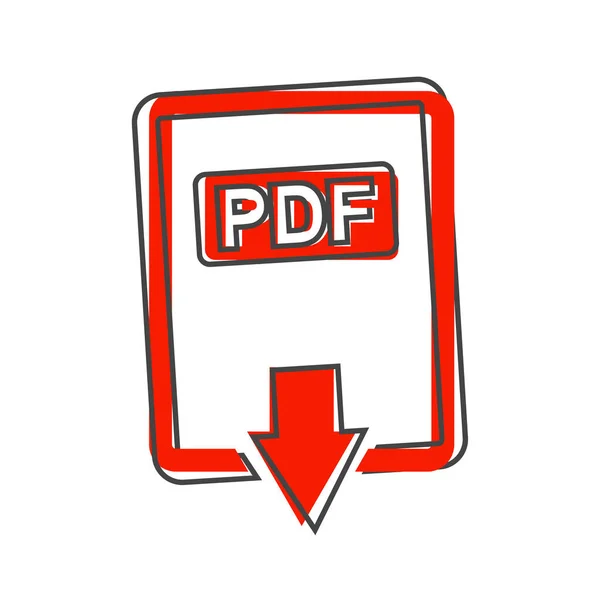 Pdf图标 下载Pdf文件 矢量彩色图标卡通风格白色孤立的背景 层次结构分组 以方便编辑说明 为了你的设计 — 图库矢量图片