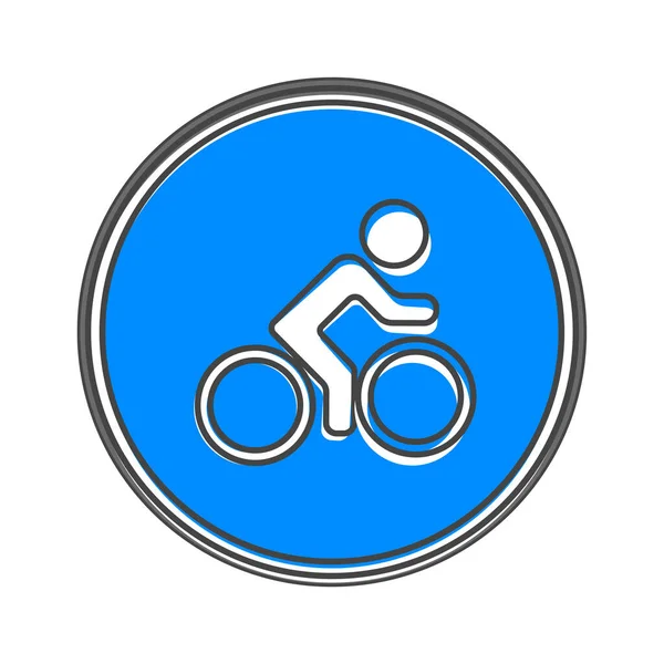Vector Icon Road Sign Only Cyclists Cartoon Style White Isolated — Stock Vector