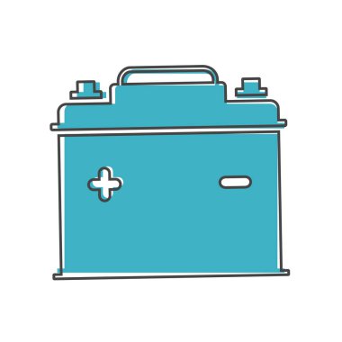 Beyaz izole edilmiş arkaplanda vektör ikon araba aküsü karikatür stili. Kolayca düzenlemek için gruplandırılmış katmanlar. Tasarımın için..