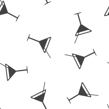 Beyaz izole edilmiş arka planda martini ile vektör ikonu kokteyli. Beyaz bir arka planda parti sembolü kusursuz desen. Kolayca düzenlemek için katmanlar gruplandırıldı. Tasarımın için.