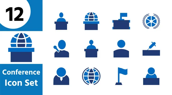 Konferans, Topluluk Konuşması, İş Sunumu ve Küresel İletişim Simgesi Ayarlandı