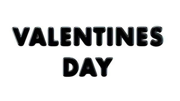 Black glossy Valentines day bubble font isolated on white background. 3D Rendering.