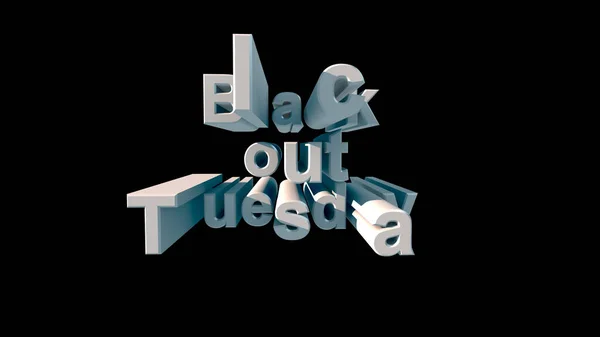 Lettering in big white letters Blackout tuesday on a black background 3d rendering — стоковое фото