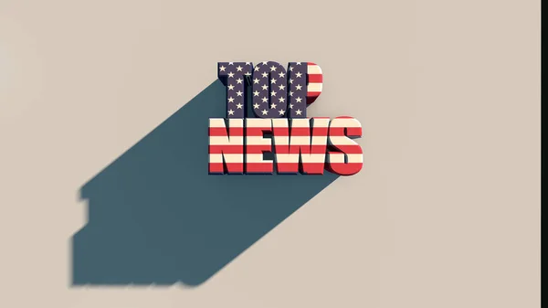 USA L'inscription Top News avec la texture du drapeau des Etats-Unis sur fond blanc rendu 3d — Photo