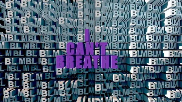 Levél nagy Violet betűkkel I CANT BREATHE fehér betűkkel BLM háttér 3d renderelés — Stock Fotó