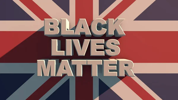 Η επιγραφή BLACK LIVES MATTER σε λευκή υφή Σημαία της Αγγλίας φόντο 3d απόδοση . — Φωτογραφία Αρχείου