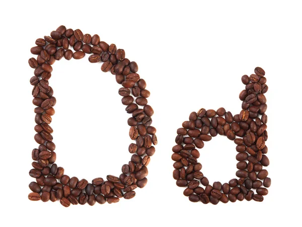 Buchstabe Aus Kaffeebohnen Isoliert Auf Weiß Konzepte Alphabet Logo Kreativ — Stockfoto