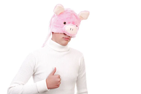 Killen Pig Mask Visar Klass Isolerade Vit Bakgrund Symbolen För — Stockfoto