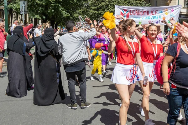 Prag Tschechische Republik Juli 2018 Parade Auf Dem Sokol Platz — Stockfoto