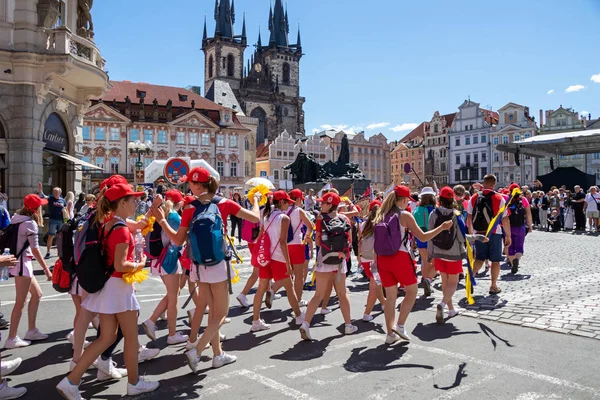Prag Tschechische Republik Juli 2018 Jugendliche Paradieren Auf Dem Sokolsky — Stockfoto