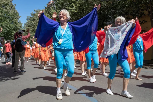 Prag Tschechische Republik Juli 2018 Seniorinnen Parade Auf Dem Sokol — Stockfoto