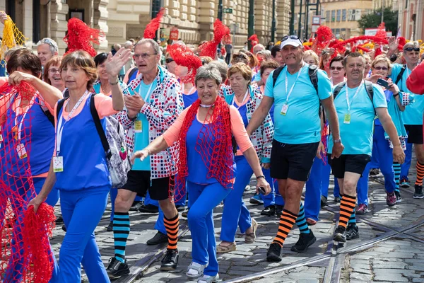 Prag Tschechische Republik Juli 2018 Parade Auf Dem Sokol Platz — Stockfoto