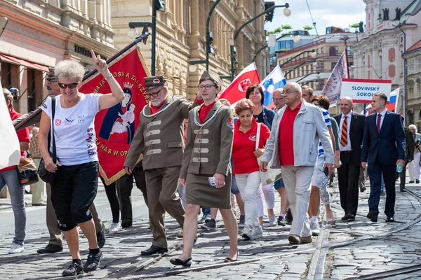 Prag Tschechische Republik Juli 2018 Parade Auf Dem Sokol Platz — Stockfoto