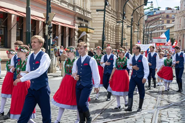 Prag Tschechische Republik Juli 2018 Menschen Tracht Marschieren Auf Dem — Stockfoto