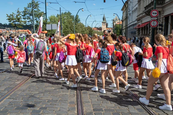 Prag Tschechische Republik Juli 2018 Jugendliche Paradieren Auf Dem Sokolsky — Stockfoto