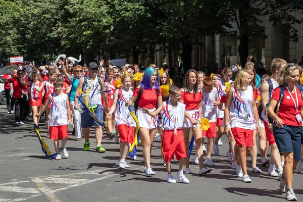 Prag Tschechische Republik Juli 2018 Parade Auf Dem Sokol Platz — Stockfoto