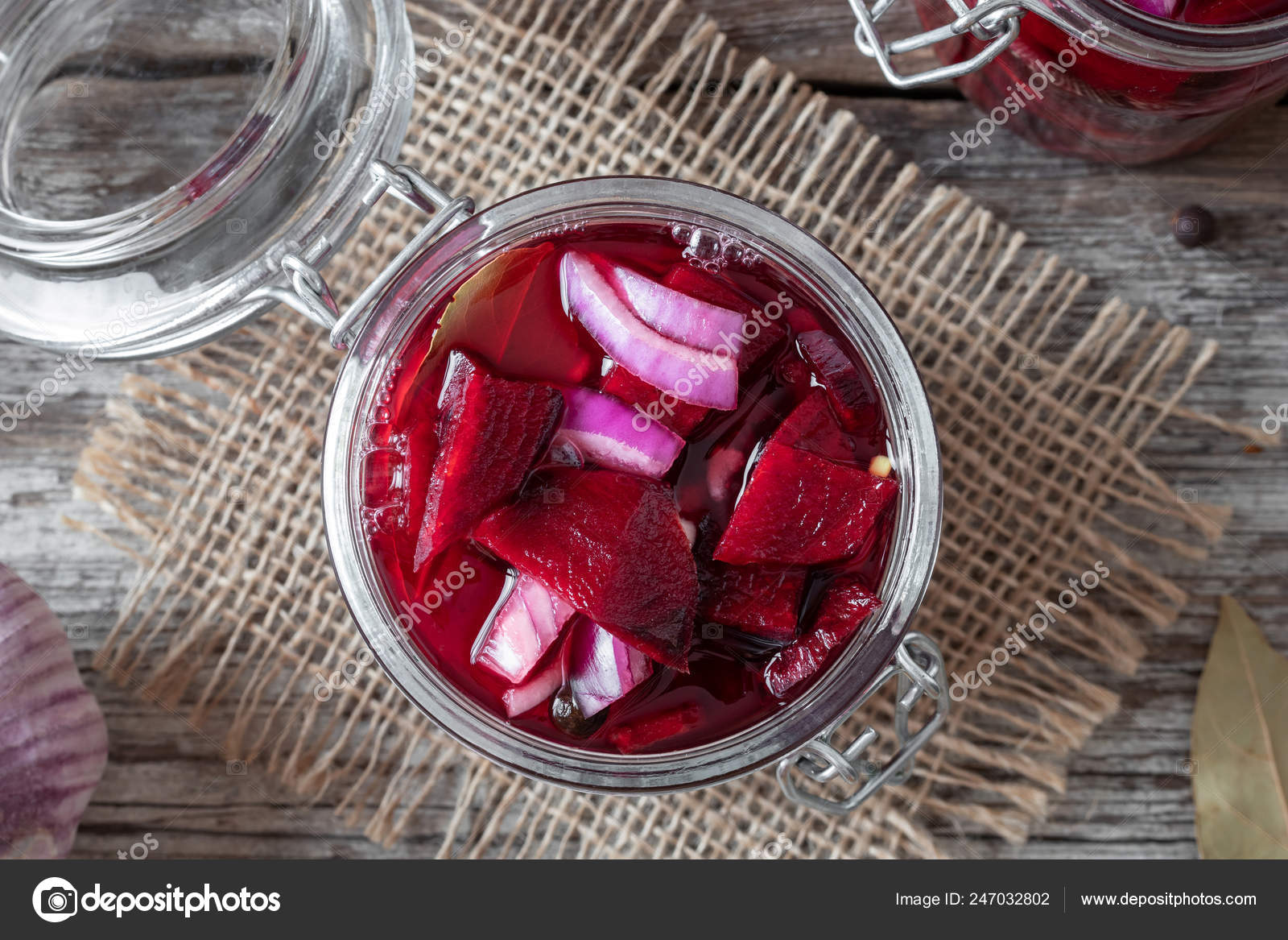 Preparation Fermented Beet Kvass Jar Top View Stock Photo by