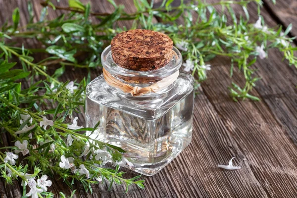 A bottle of mountain savory essential oil