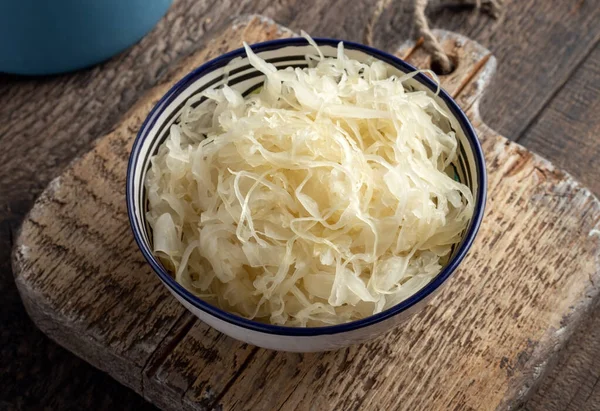 Bowl Fermented Cabbage Table — Stock Photo, Image