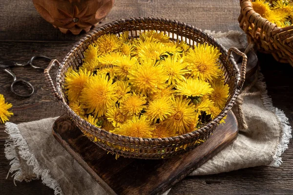 Mælkebøtte Blomster Fletkurv - Stock-foto