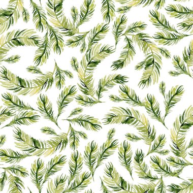 Ağaç dalları ve böğürtlenli suluboya Noel deseni 